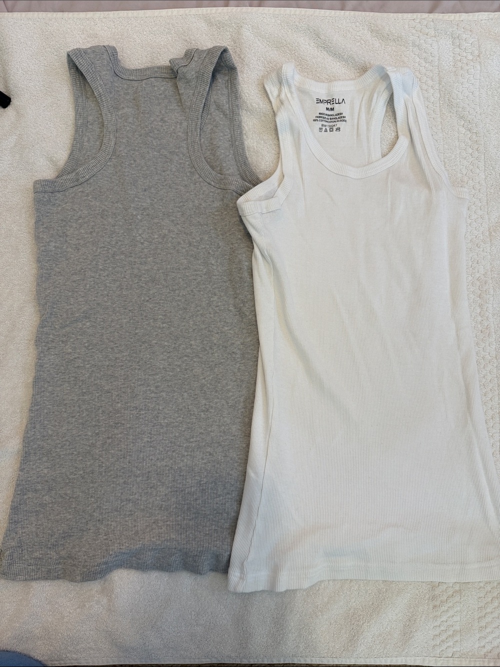 Kids Ribbed Tank Tops - Gray & White - Picture 3 of 3